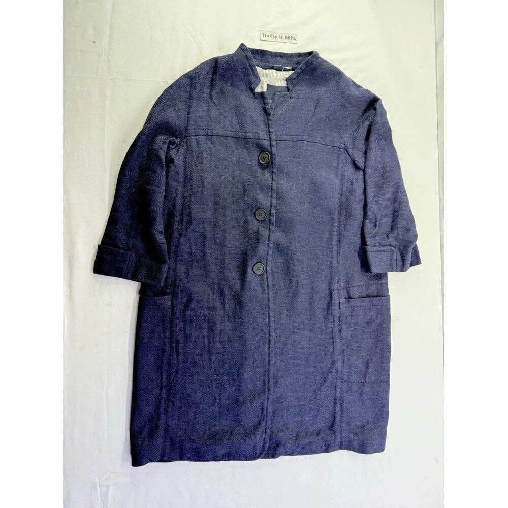 'S Max Mara linen cotton single long coat size 48 dark blue Women